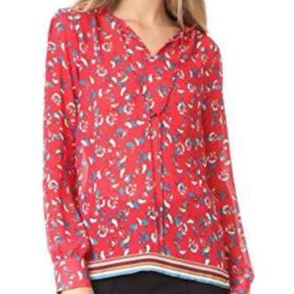 Suncoo Paris Lucille tunic top blouse red floral